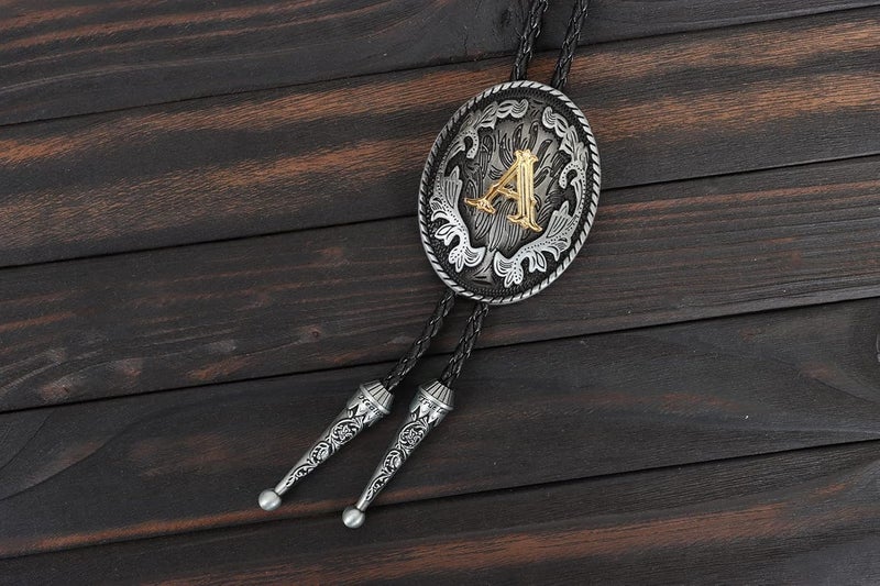 Wentur Bolo Tie for Men - Western Bolo Ties Alphabet Initial Letter ABCDJMR to Z - Western Cowboy Bolo Tie for Women Cowgirl - Image 2